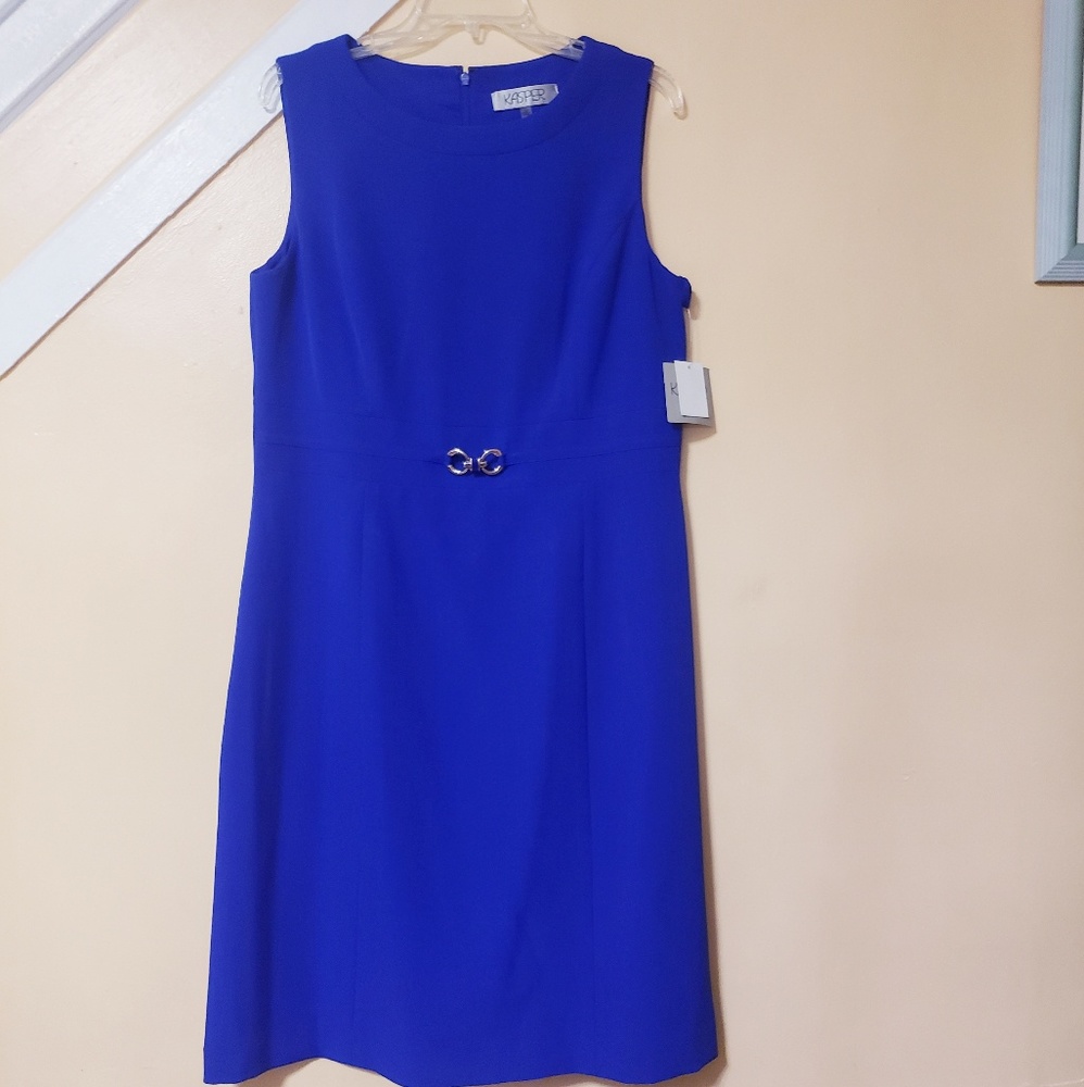 NWT Kasper Work Dress w/Silver Decorative Buckle